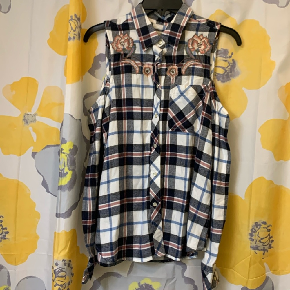 Idyllwind Fueled by Miranda Lambert Western Plaid Cold Shoulder Button Up XS